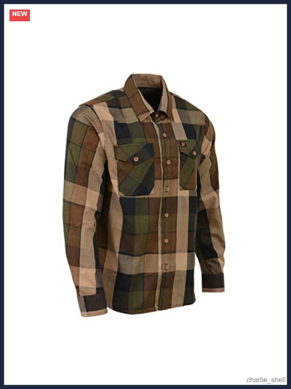 Men's Cotton Flannel Shirt with Chest Pockets Button Down Long Sleeve